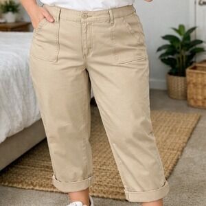 St Johns Bay Chino Crop‎ Pants Womens 16W Beige Casual Cropped